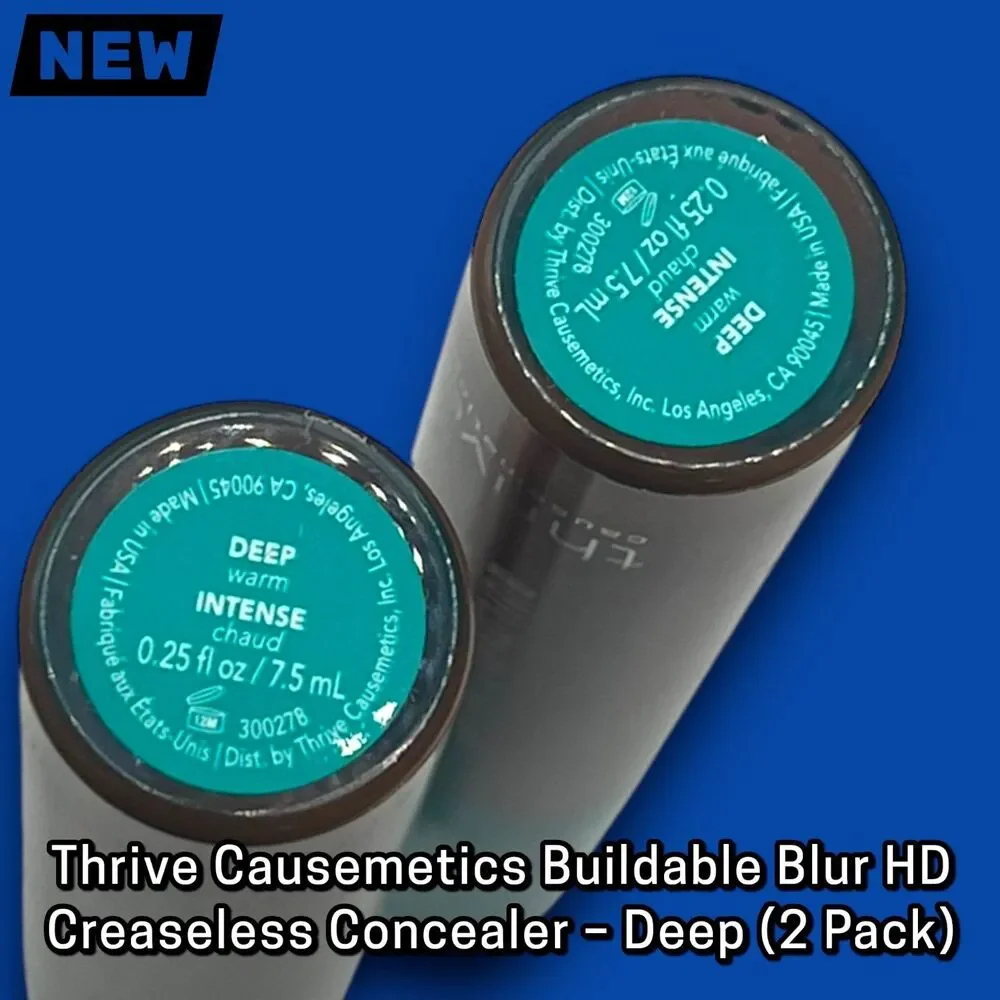 New Thrive Causemetics Buildable BlurHD Creaseless Concealer – Deep (2 Pack)